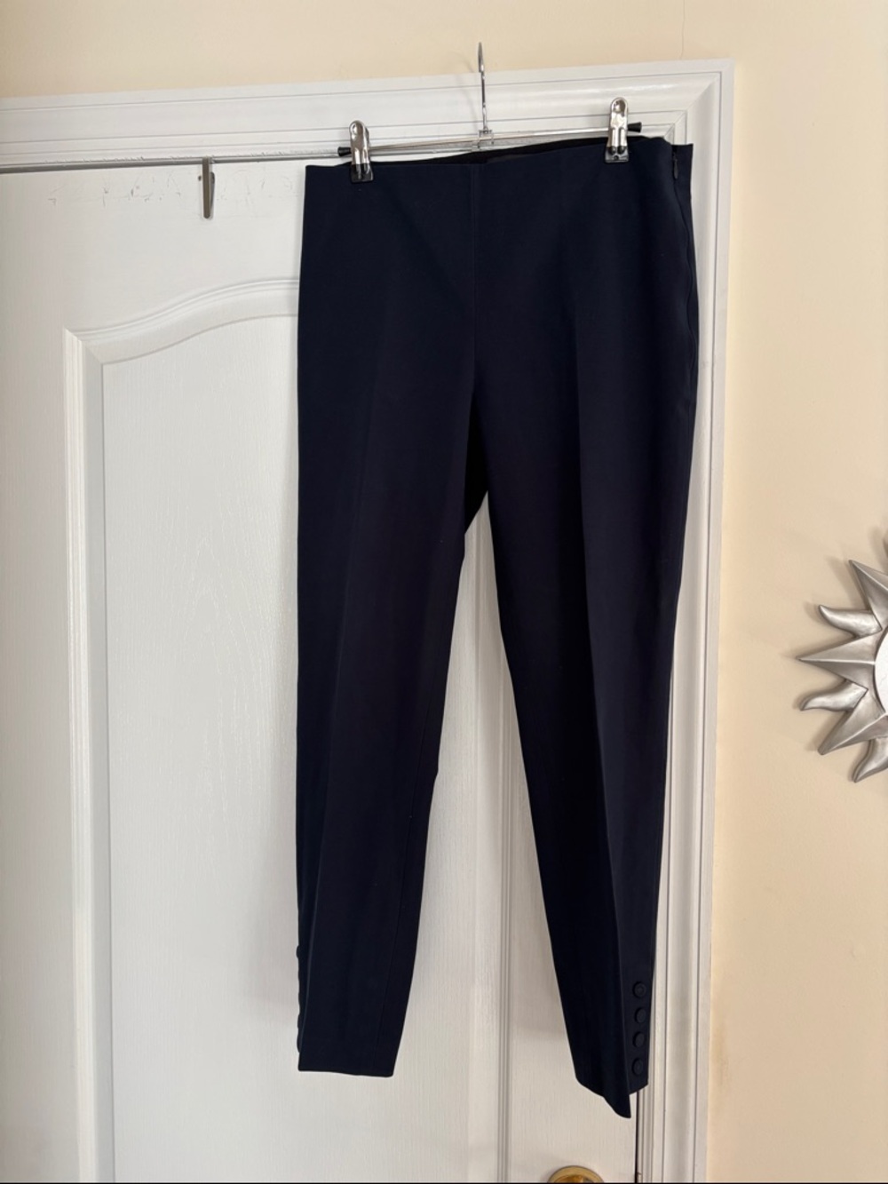 Theory Ladies Navy Ankle-Length Pull-On Ankle Button Pants-8